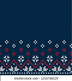 Knitted Christmas and New Year pattern Norwegian style , illustration