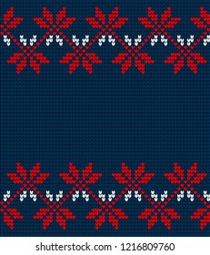 Knitted Christmas and New Year pattern Norwegian style , illustration