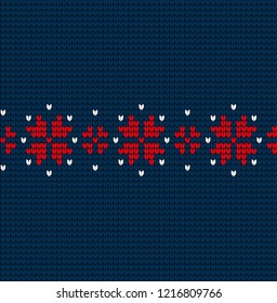 Knitted Christmas and New Year pattern Norwegian style , illustration