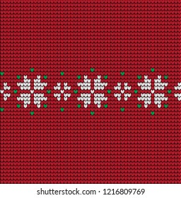 Knitted Christmas and New Year pattern Norwegian style , illustration