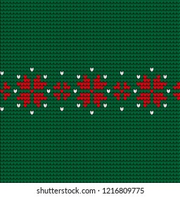 Knitted Christmas and New Year pattern Norwegian style , illustration