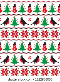 Knitted Christmas and New Year pattern Norwegian style , illustration