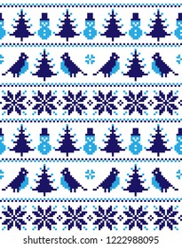 Knitted Christmas and New Year pattern Norwegian style , illustration