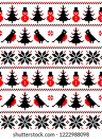 Knitted Christmas and New Year pattern Norwegian style , illustration