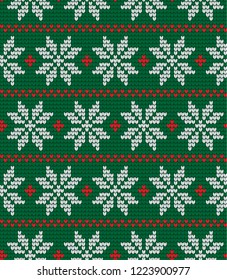 Knitted Christmas and New Year pattern Norwegian style , illustration
