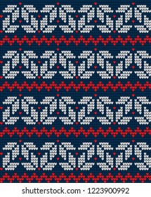 Knitted Christmas and New Year pattern Norwegian style , illustration