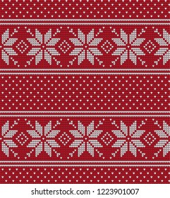 Knitted Christmas and New Year pattern Norwegian style , illustration