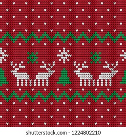 Knitted Christmas and New Year pattern Norwegian style , illustration