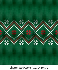 Knitted Christmas and New Year pattern Norwegian style , illustration