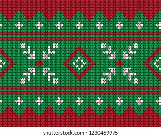 Knitted Christmas and New Year pattern Norwegian style , illustration