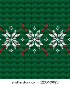 Knitted Christmas and New Year pattern Norwegian style , illustration