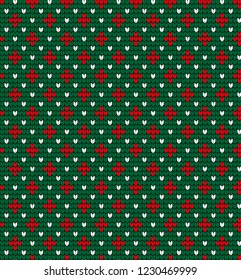 Knitted Christmas and New Year pattern Norwegian style , illustration