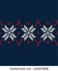 Knitted Christmas and New Year pattern Norwegian style , illustration