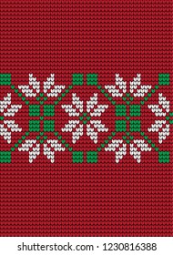 Knitted Christmas and New Year pattern Norwegian style , illustration