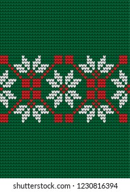 Knitted Christmas and New Year pattern Norwegian style , illustration