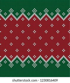 Knitted Christmas and New Year pattern Norwegian style , illustration