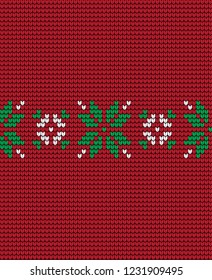Knitted Christmas and New Year pattern Norwegian style , illustration