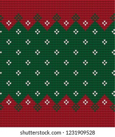 Knitted Christmas and New Year pattern Norwegian style , illustration