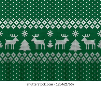 Knitted Christmas and New Year pattern Norwegian style , illustration