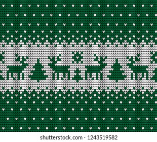 Knitted Christmas and New Year pattern Norwegian style , illustration