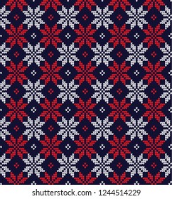 Knitted Christmas and New Year pattern Norwegian style , illustration