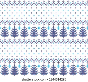 Knitted Christmas and New Year pattern Norwegian style , illustration