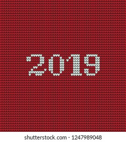 Knitted Christmas and New Year pattern Norwegian style , illustration 2019