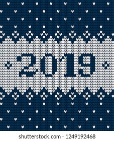 Knitted Christmas and New Year pattern Norwegian style , illustration 2019