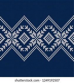 Knitted Christmas and New Year pattern Norwegian style , illustration