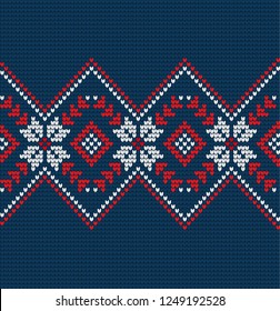 Knitted Christmas and New Year pattern Norwegian style , illustration