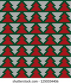 Knitted Christmas and New Year pattern Norwegian style , illustration