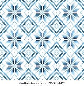 Knitted Christmas and New Year pattern Norwegian style , illustration