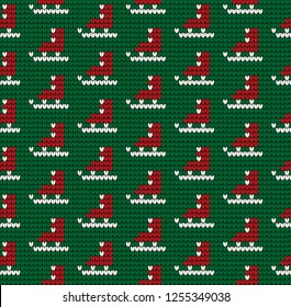 Knitted Christmas and New Year pattern Norwegian style , illustration