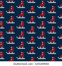 Knitted Christmas and New Year pattern Norwegian style , illustration