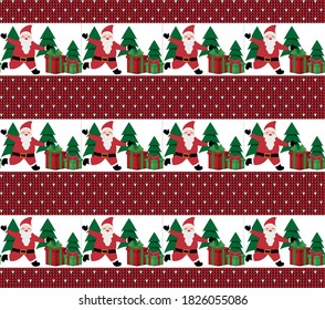 Knitted Christmas and New Year pattern. Wool Knitting Sweater Design. Wallpaper wrapping paper textile print. Eps 10
