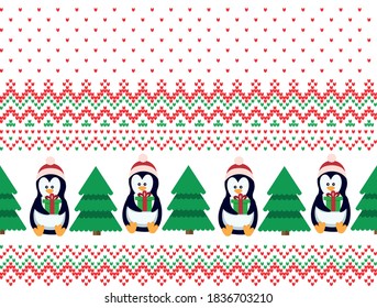 Knitted Christmas and New Year pattern. Wool Knitting Sweater Design. Wallpaper wrapping paper textile print. Eps 10