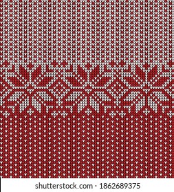 Knitted Christmas and New Year pattern. Wool Knitting Sweater Design. Wallpaper wrapping paper textile print. eps 10