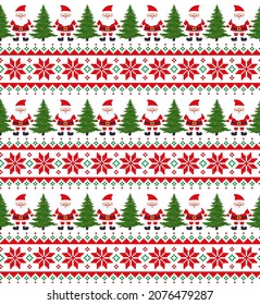 Knitted Christmas and New Year pattern. Wool Knitting Sweater Design. Wallpaper wrapping paper textile print. Eps 10