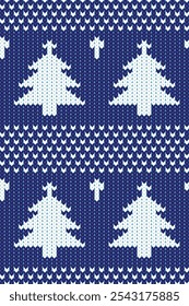 Navidades de punto y patrón de año Nuevo, Navidades de nieve, árbol de Navidad, azul. Diseñado para el fondo, Fondo de pantalla, alfombra, ropa, patrón de punto, tela, bordado, textil