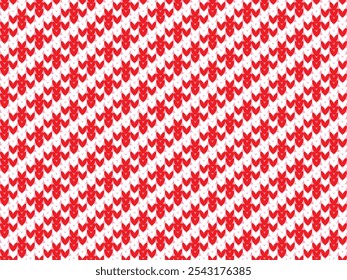 Knitted Christmas and New Year Pattern, Christmas Red. Designed for background, wallpaper, carpet, clothing, knitted pattern, fabric, embroidery, textile