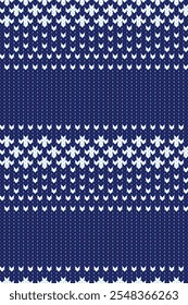 Knitted Christmas and New Year Pattern, Christmas Snow, Snowflakes. Designed for background, blue, wallpaper, carpet, clothing, knitted pattern, fabric, embroidery, textile