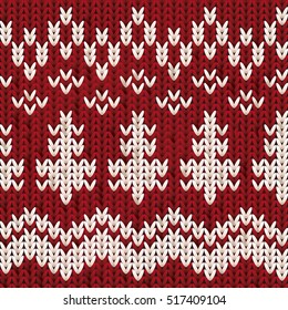 Knitted Christmas and New Year pattern with snowflakes , vector illustration