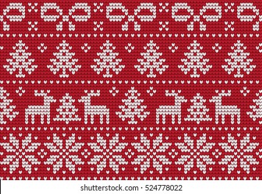 Knitted Christmas New Year Pattern Stock Vector (Royalty Free) 524778022