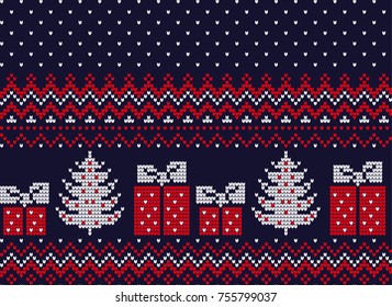 Knitted Christmas and New Year pattern