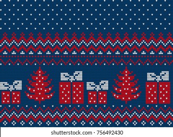 Knitted Christmas and New Year pattern