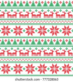 Knitted Christmas and New Year pattern for print