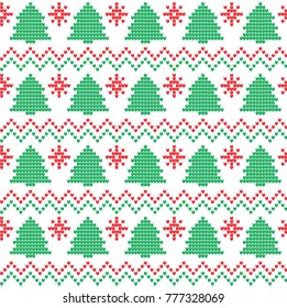Knitted Christmas and New Year pattern for print