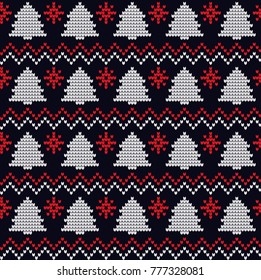 Knitted Christmas and New Year pattern for print