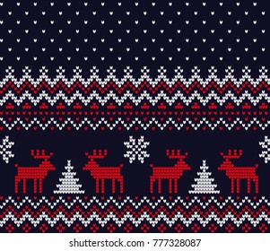 Knitted Christmas and New Year pattern for print