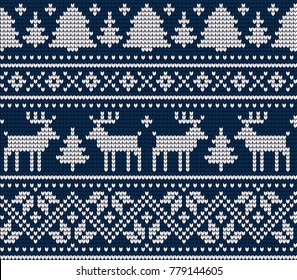 Knitted Christmas and New Year pattern for print